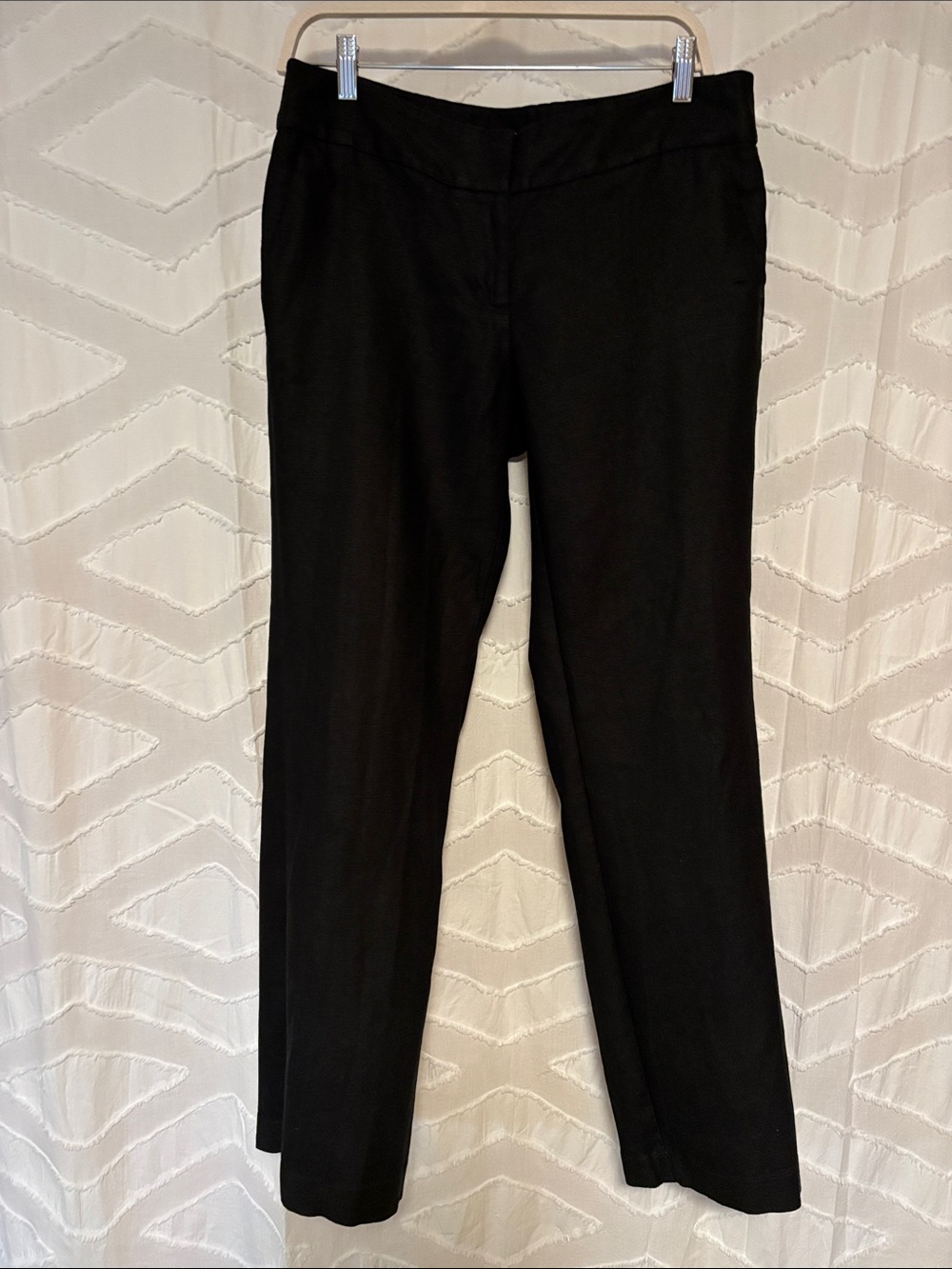 LOFT Black 100% Linen Straight-Leg Dress Pants